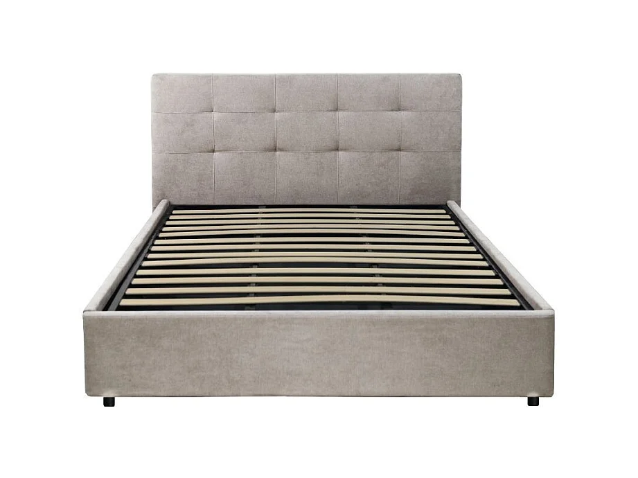 Letto una piazza e mezza con contenitore Ascoli 142x210x110H tessuto Enjoy colore tortora