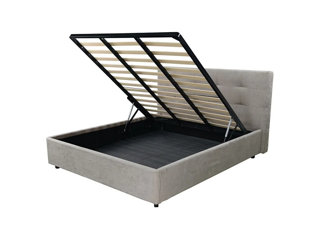 Letto una piazza e mezza con contenitore Ascoli 142x210x110H tessuto Enjoy colore tortora
