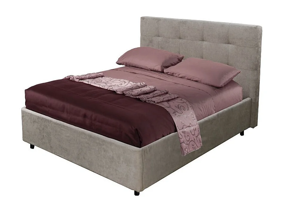 Letto una piazza e mezza con contenitore Ascoli 142x210x110H tessuto Enjoy colore tortora