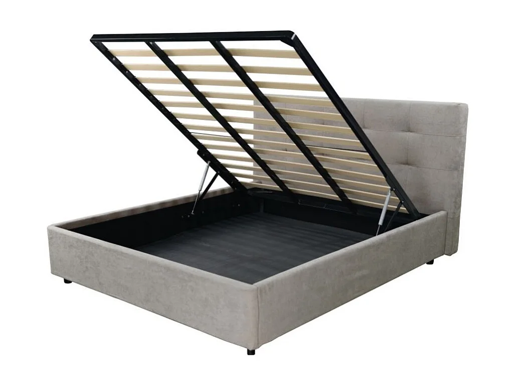 Letto una piazza e mezza con contenitore Ascoli 142x210x110H tessuto Enjoy colore tortora