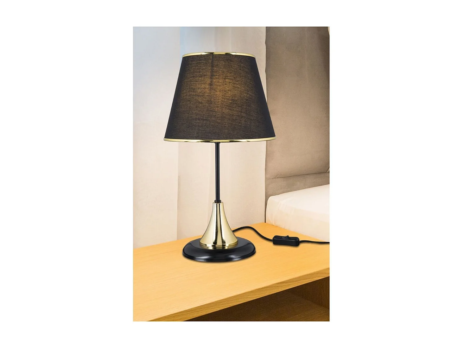 Lampada da tavolo metallo e paralume tessuto nero Aden ASZ1632