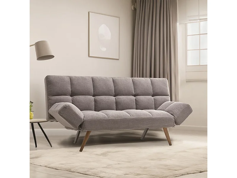 Divano con funzione letto e braccioli reclinabili Dube 181x81x86h colore grigio