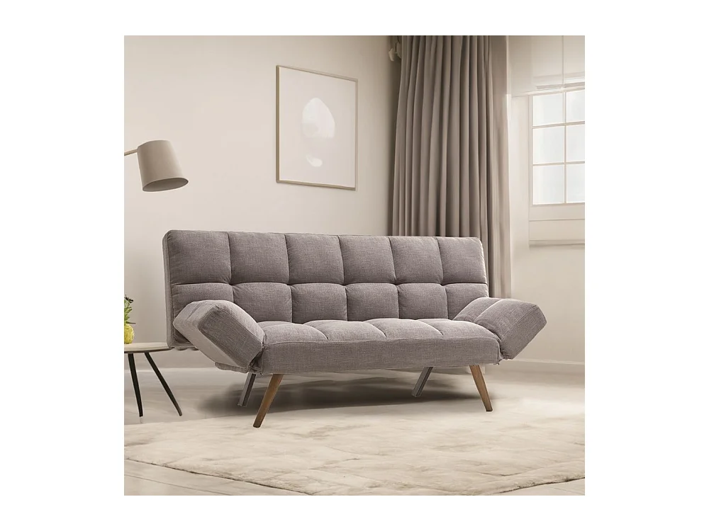 Divano con funzione letto e braccioli reclinabili Dube 181x81x86h colore grigio