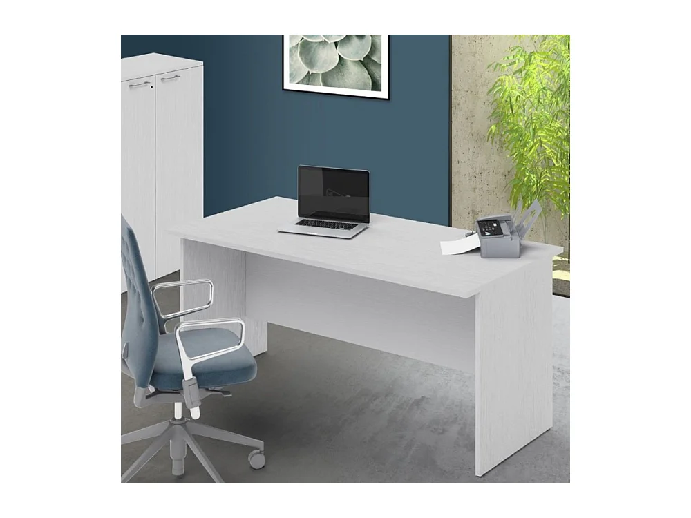 Scrivania per ufficio 160x80x74H bianco frassinato Ibisco – Made in Italy