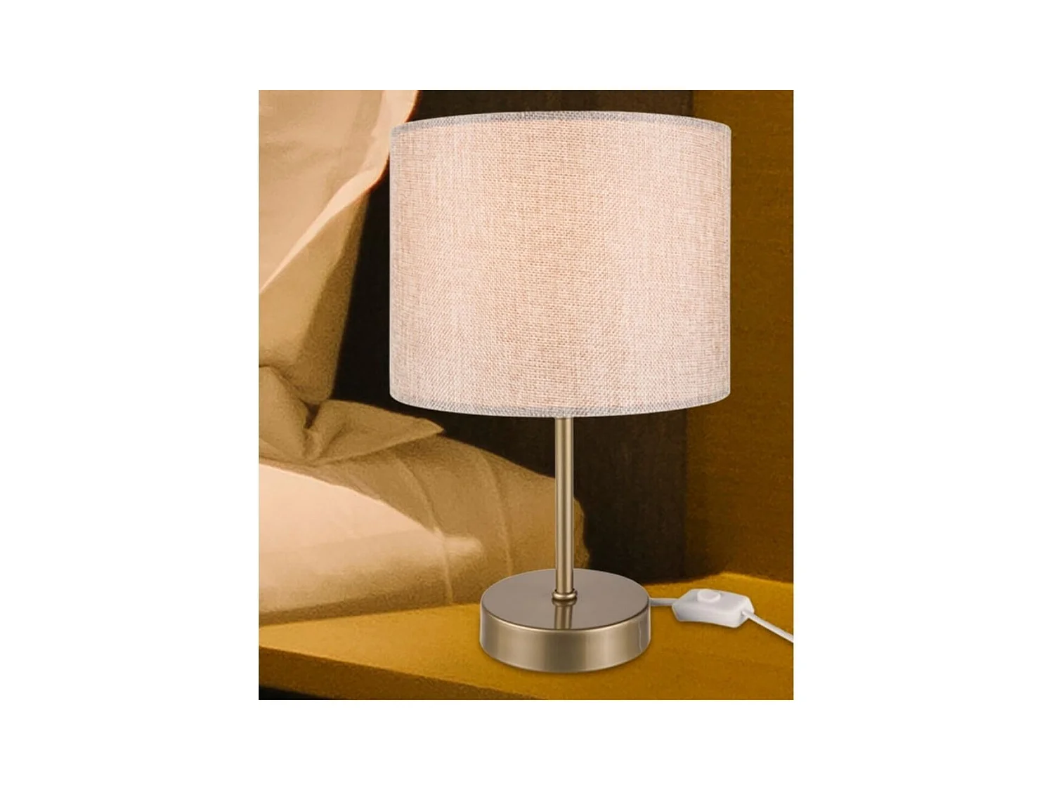 Lampada da tavolo con paralume cilindrico tessuto sabbia Flora ASZ1496