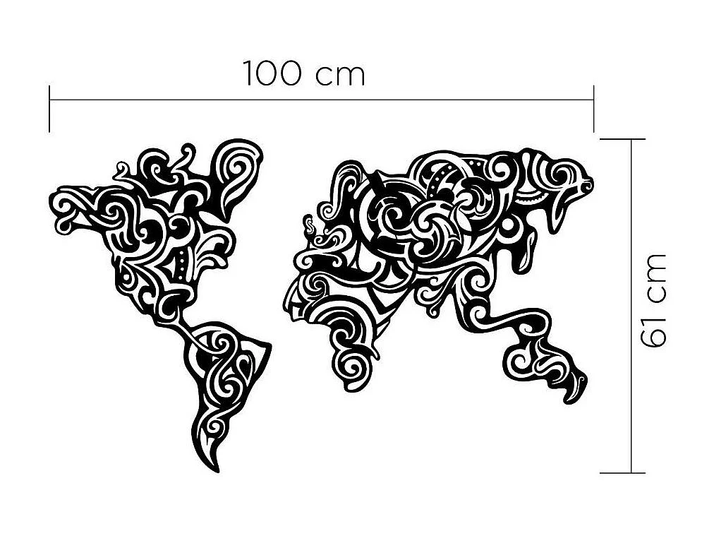 Cornice decorativa metallo nero mappa continenti Tribal