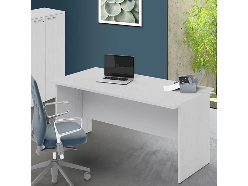 Scrivania per ufficio 200x80x74H bianco frassinato Ibisco – Made in Italy
