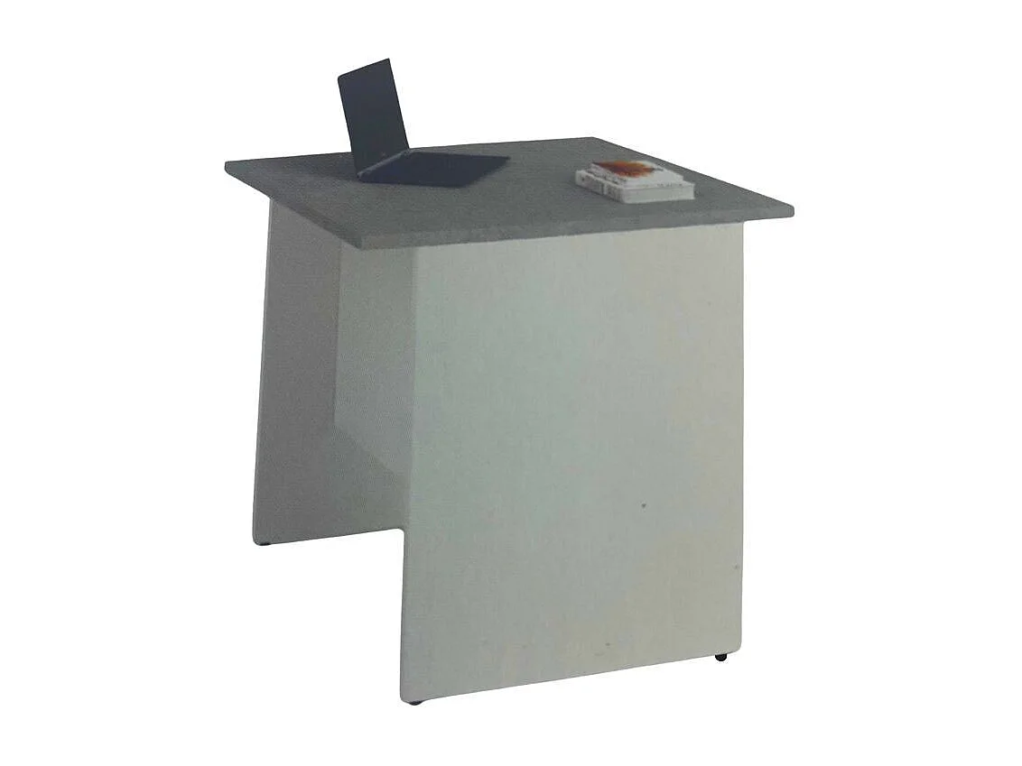 Scrivania per ufficio 80x80x74H cemento e bianco frassinato Ibisco – Made in Italy