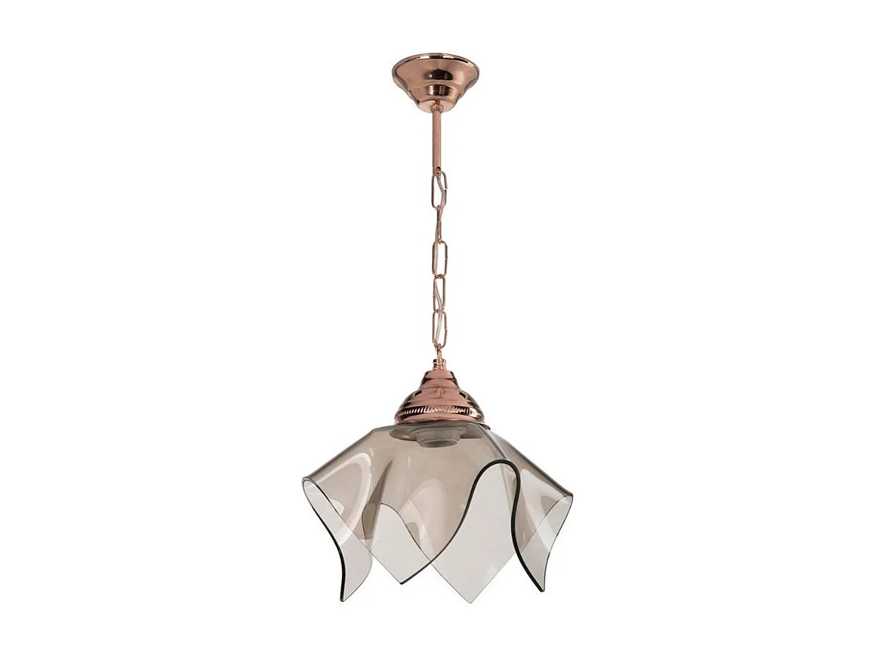 Lampada a sospensione rame e vetro fumè Volga MDL3782