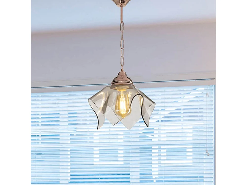 Lampada a sospensione rame e vetro fumè Volga MDL3782