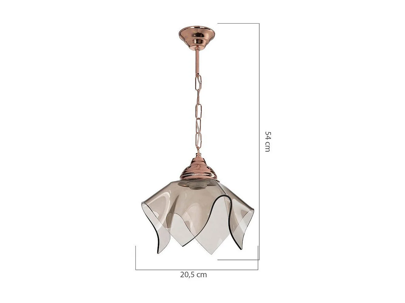 Lampada a sospensione rame e vetro fumè Volga MDL3782