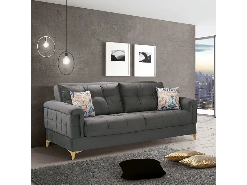Divano letto contenitore Kemer colore grigio