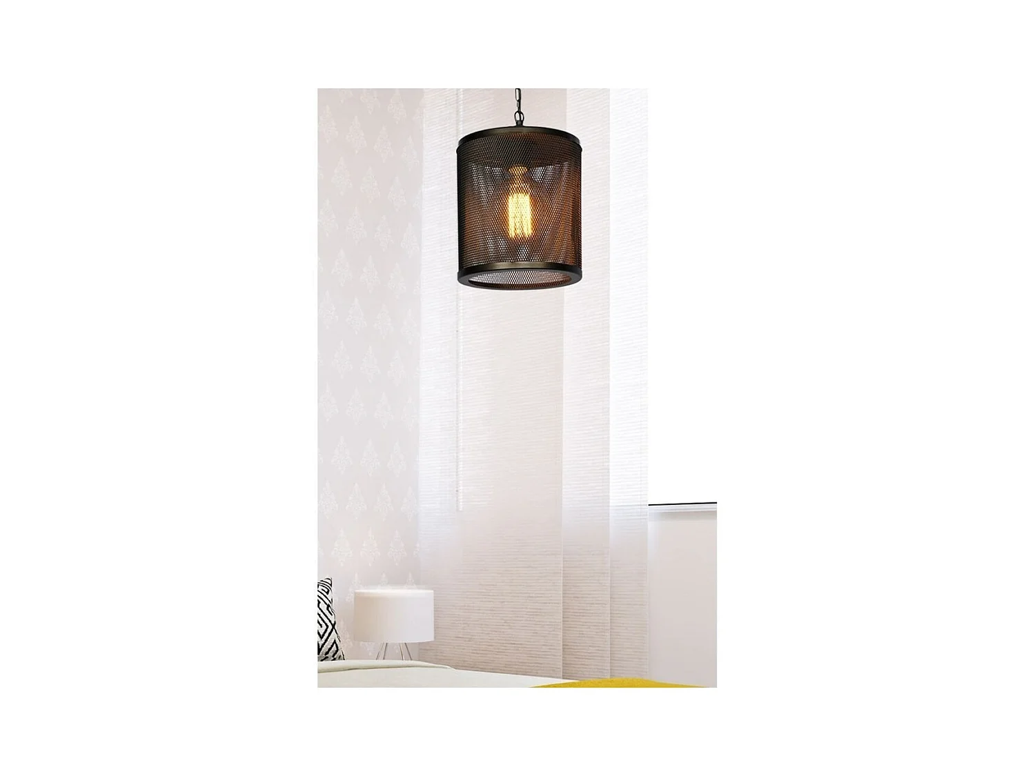 Lampada a sospensione in metallo reticolato nero Nadra MDL3857