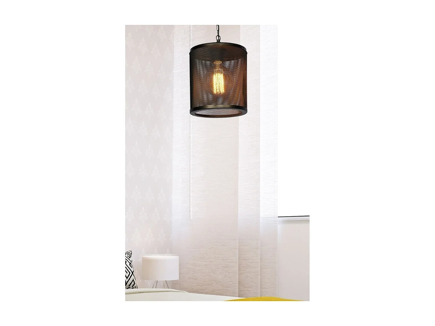 Lampada a sospensione in metallo reticolato nero Nadra MDL3857