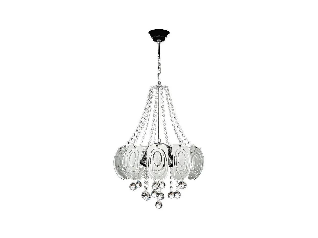 Lampada a sospensione vetro decorato e pietre effetto cristallo Yon MDL3973 colore argento