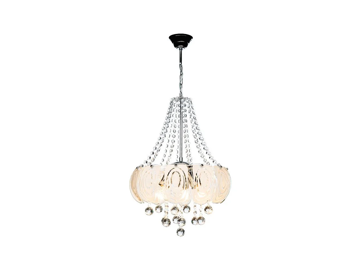 Lampada a sospensione vetro decorato e pietre effetto cristallo Yon MDL3973 colore argento