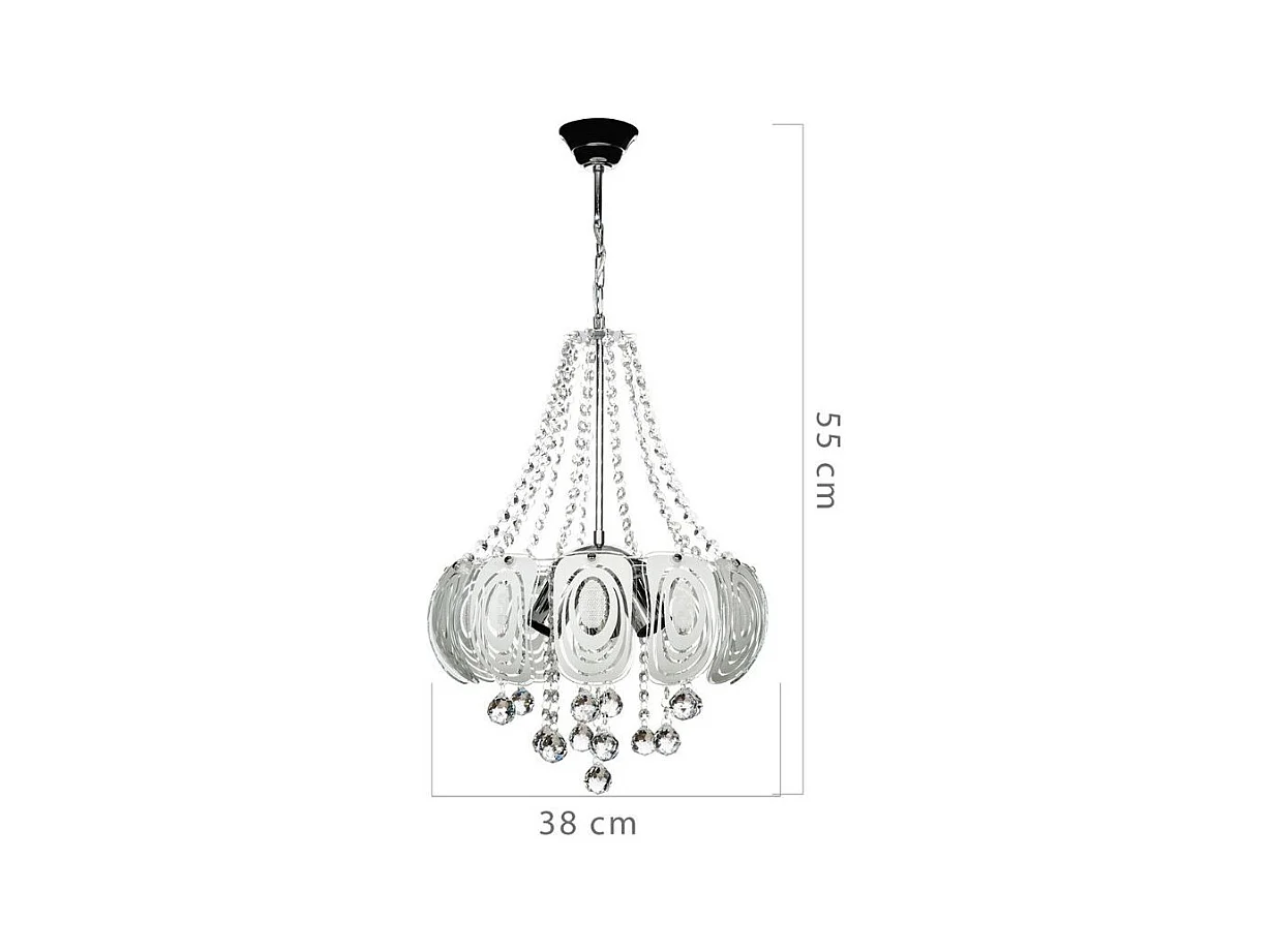 Lampada a sospensione vetro decorato e pietre effetto cristallo Yon MDL3973 colore argento