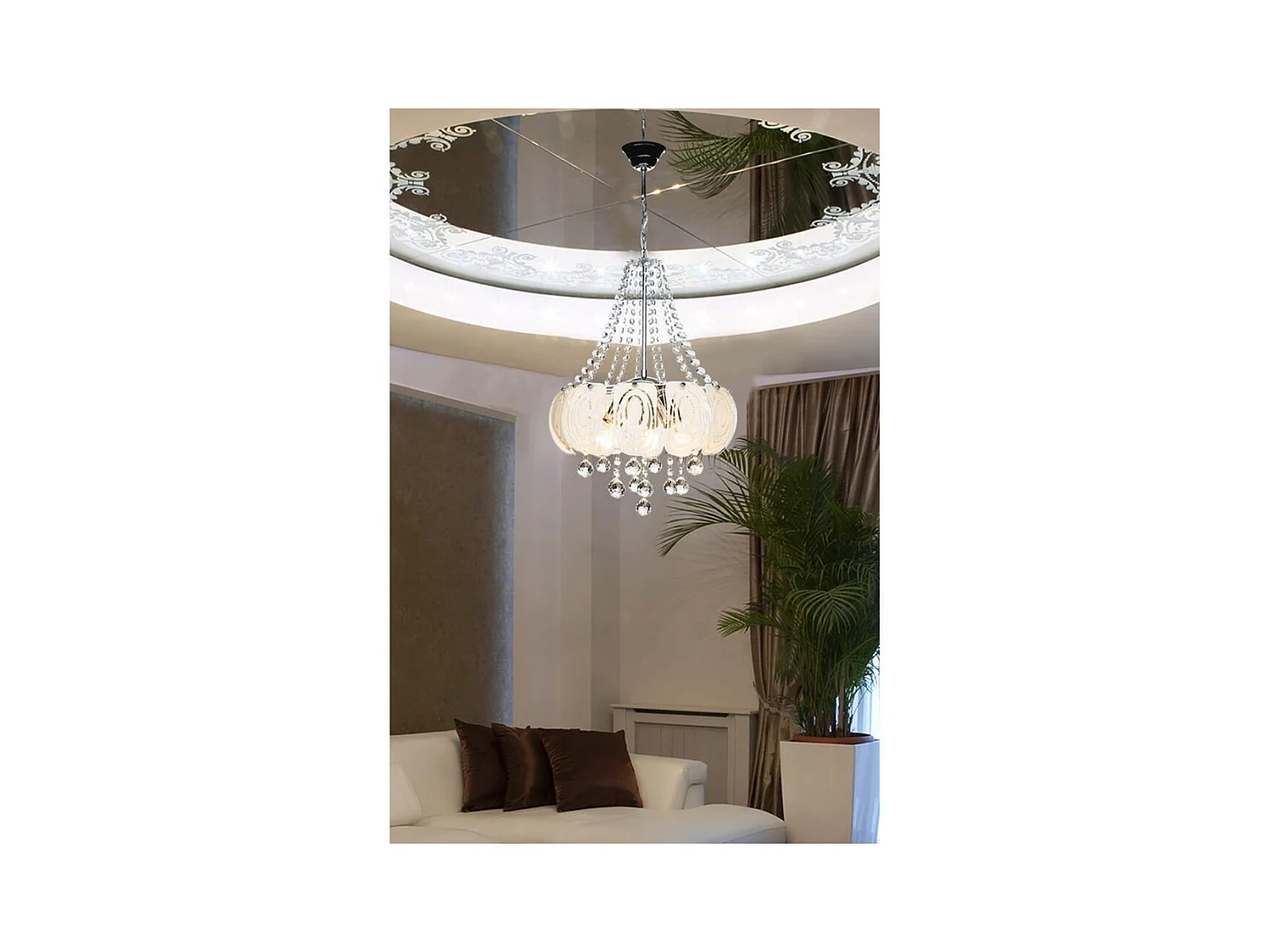 Lampada a sospensione vetro decorato e pietre effetto cristallo Yon MDL3973 colore argento