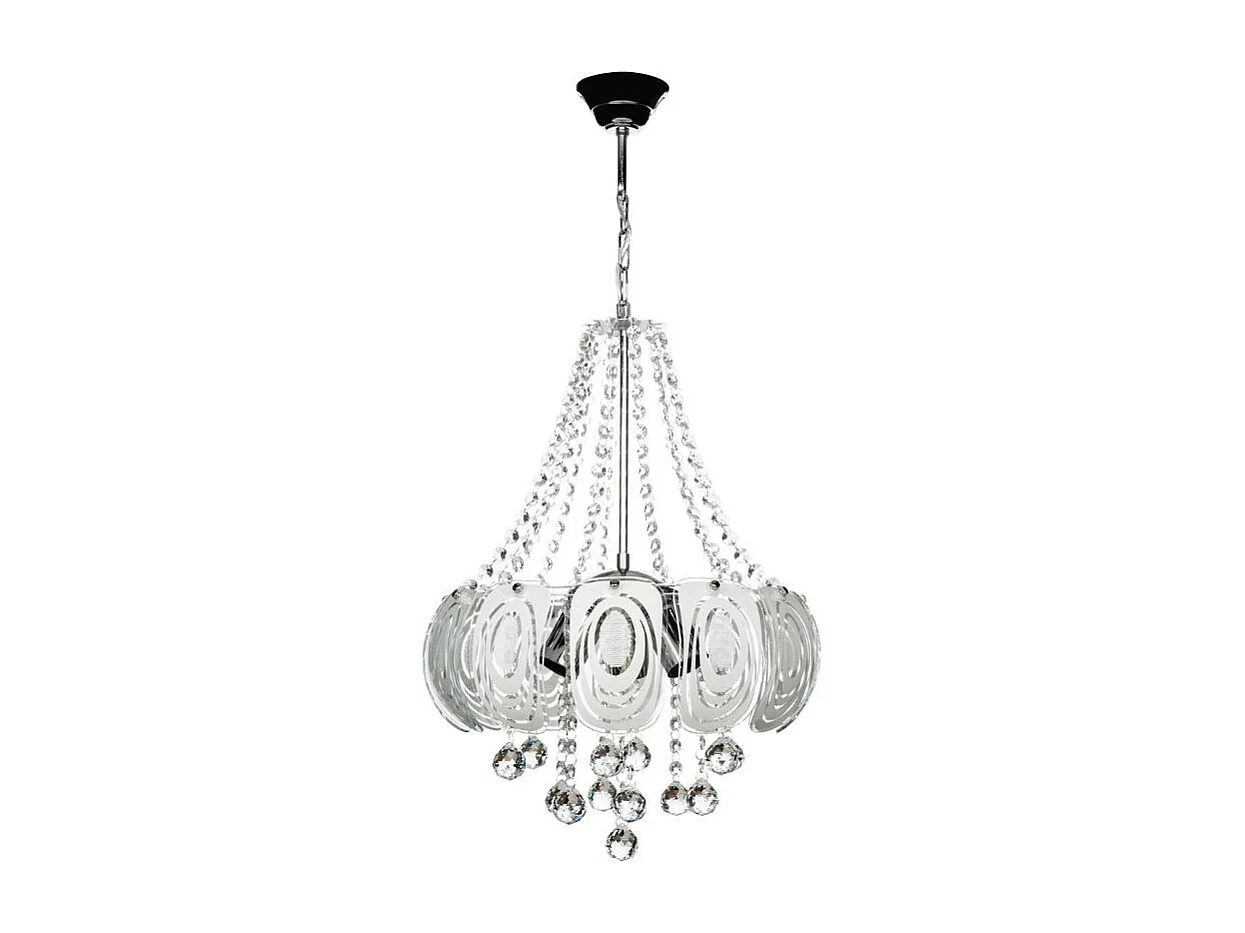 Lampada a sospensione vetro decorato e pietre effetto cristallo Yon MDL3973 colore argento