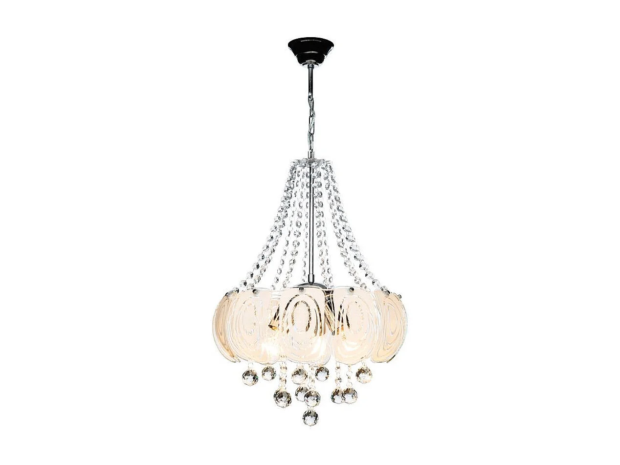 Lampada a sospensione vetro decorato e pietre effetto cristallo Yon MDL3973 colore argento