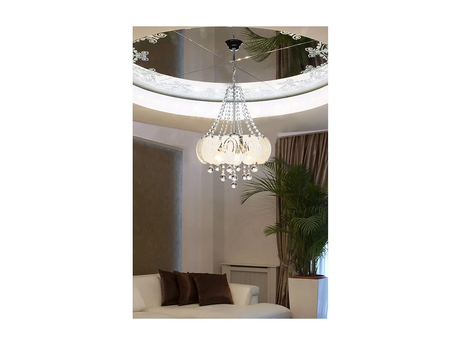 Lampada a sospensione vetro decorato e pietre effetto cristallo Yon MDL3973 colore argento