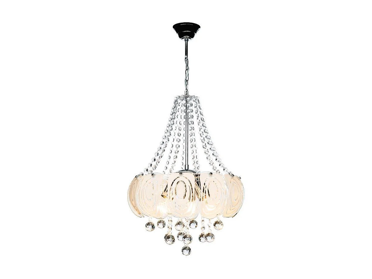 Lampada a sospensione vetro decorato e pietre effetto cristallo Yon MDL3973 colore argento