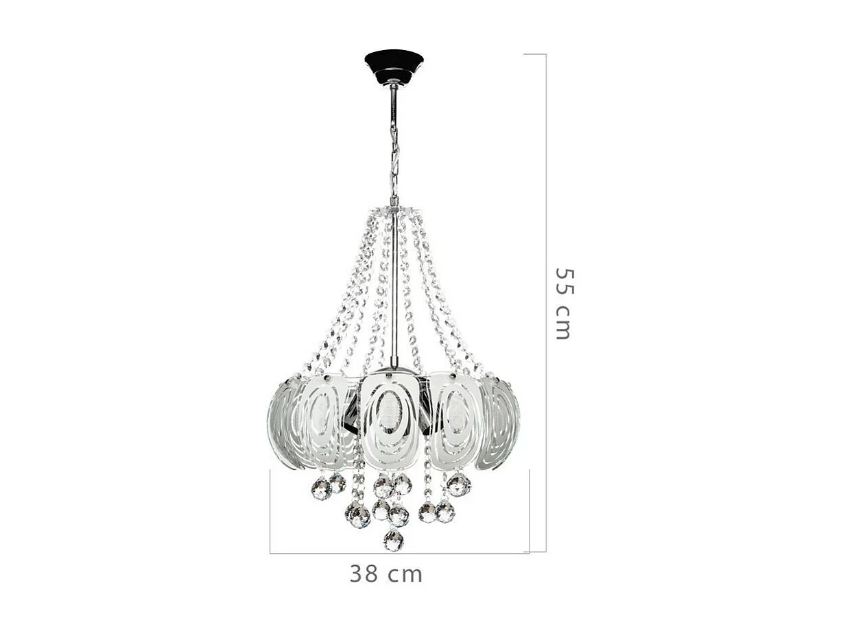 Lampada a sospensione vetro decorato e pietre effetto cristallo Yon MDL3973 colore argento