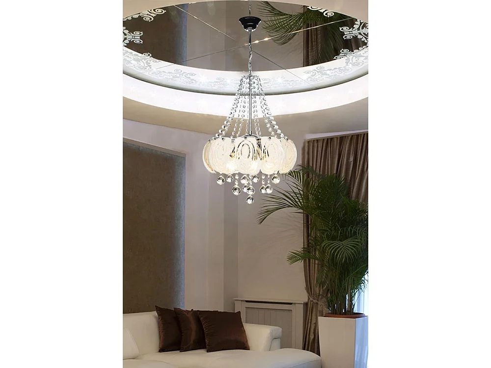 Lampada a sospensione vetro decorato e pietre effetto cristallo Yon MDL3973 colore argento