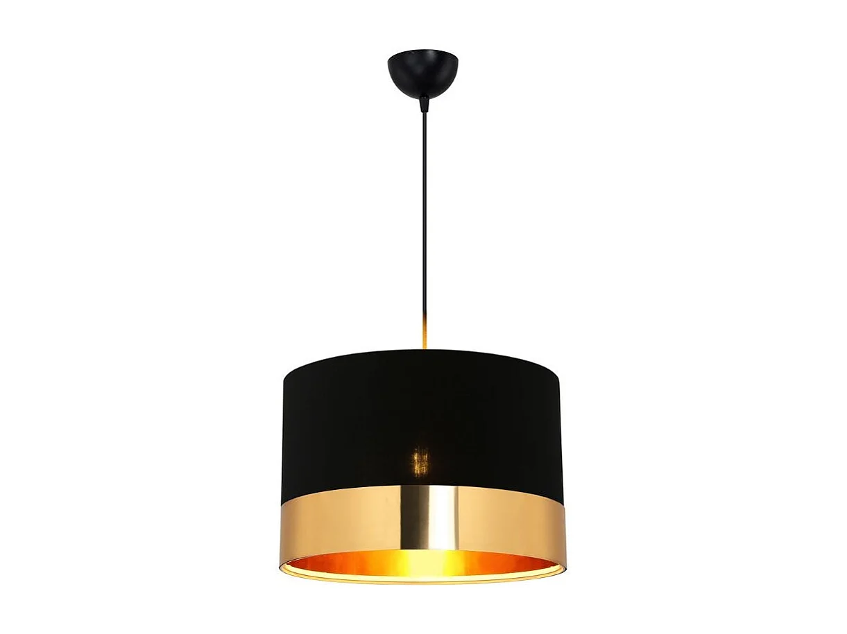 Lampada a sospensione tessuto nero fascia oro Alfina ASZ1665