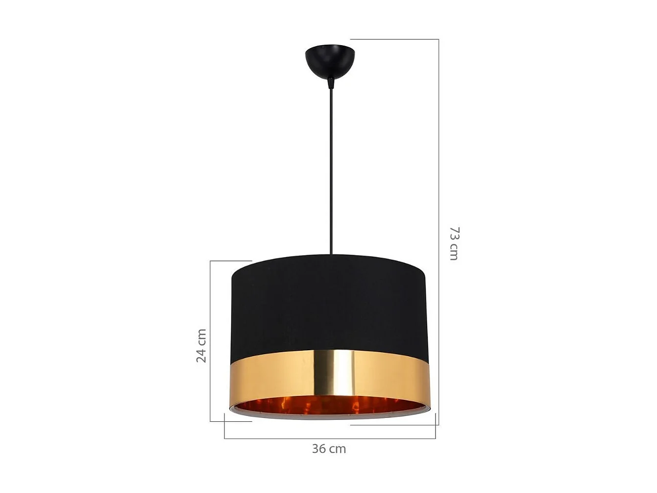 Lampada a sospensione tessuto nero fascia oro Alfina ASZ1665