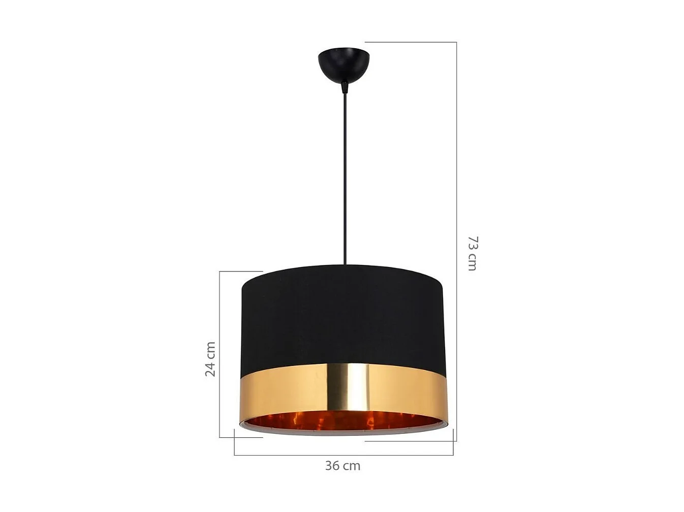 Lampada a sospensione tessuto nero fascia oro Alfina ASZ1665