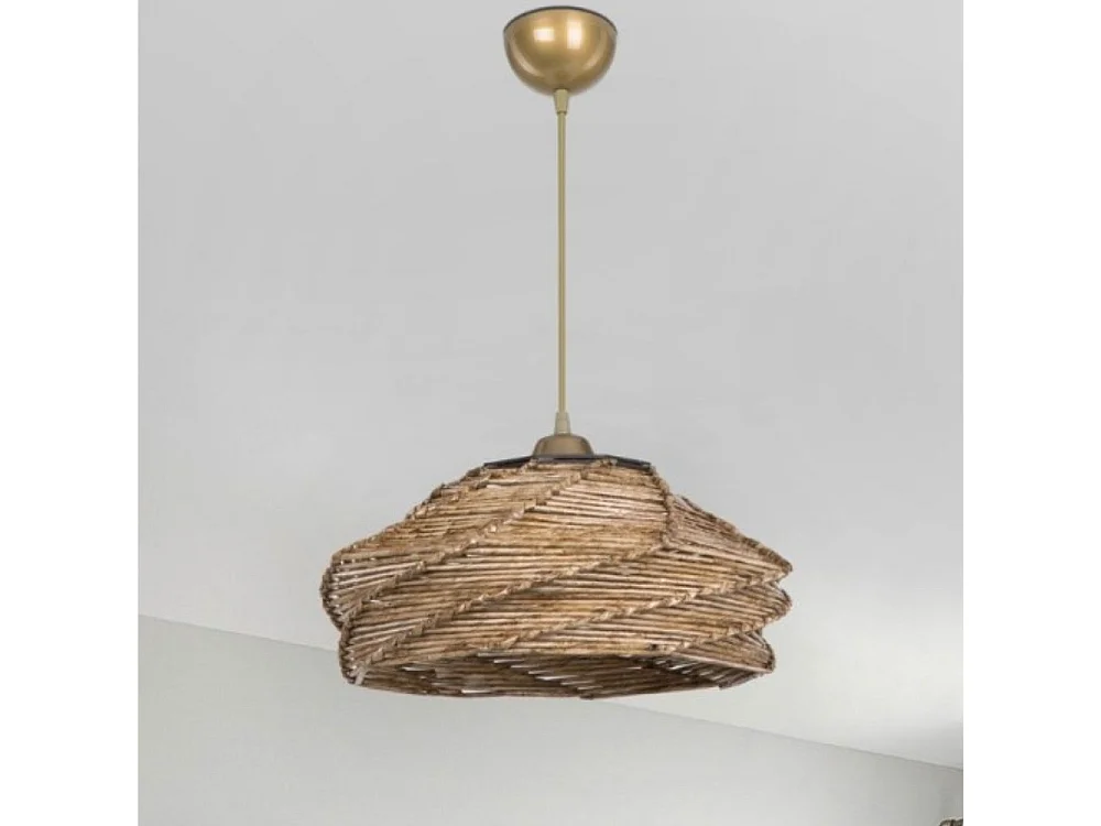Lampada a sospensione in carta intrecciata stile rustico Risa MDL4940 colore marrone