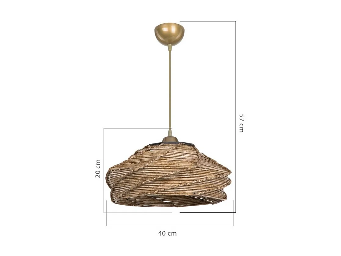 Lampada a sospensione in carta intrecciata stile rustico Risa MDL4940 colore marrone