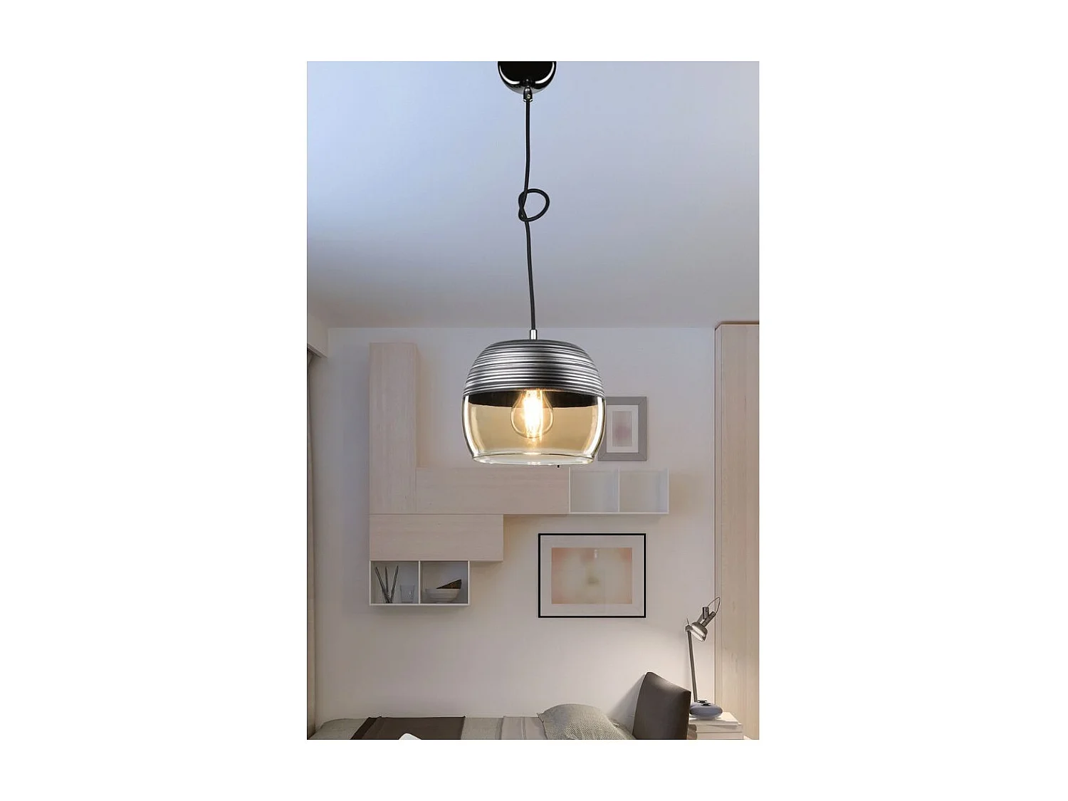 Lampada a sospensione diffusore bicchiere rovesciato nero Punto ASZ0857