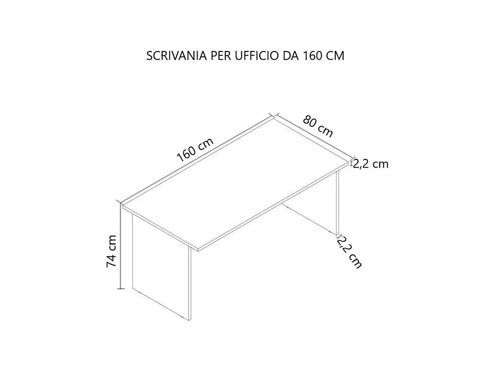 Scrivania per ufficio 160x80x74H cemento e bianco frassinato Ibisco – Made in Italy