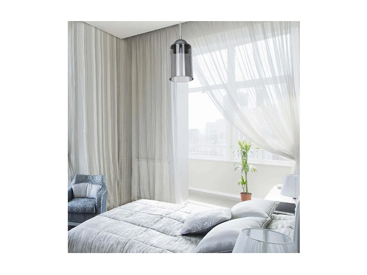 Lampada a sospensione con paralume cilindrico in plastica fumè Optical ASZ1027