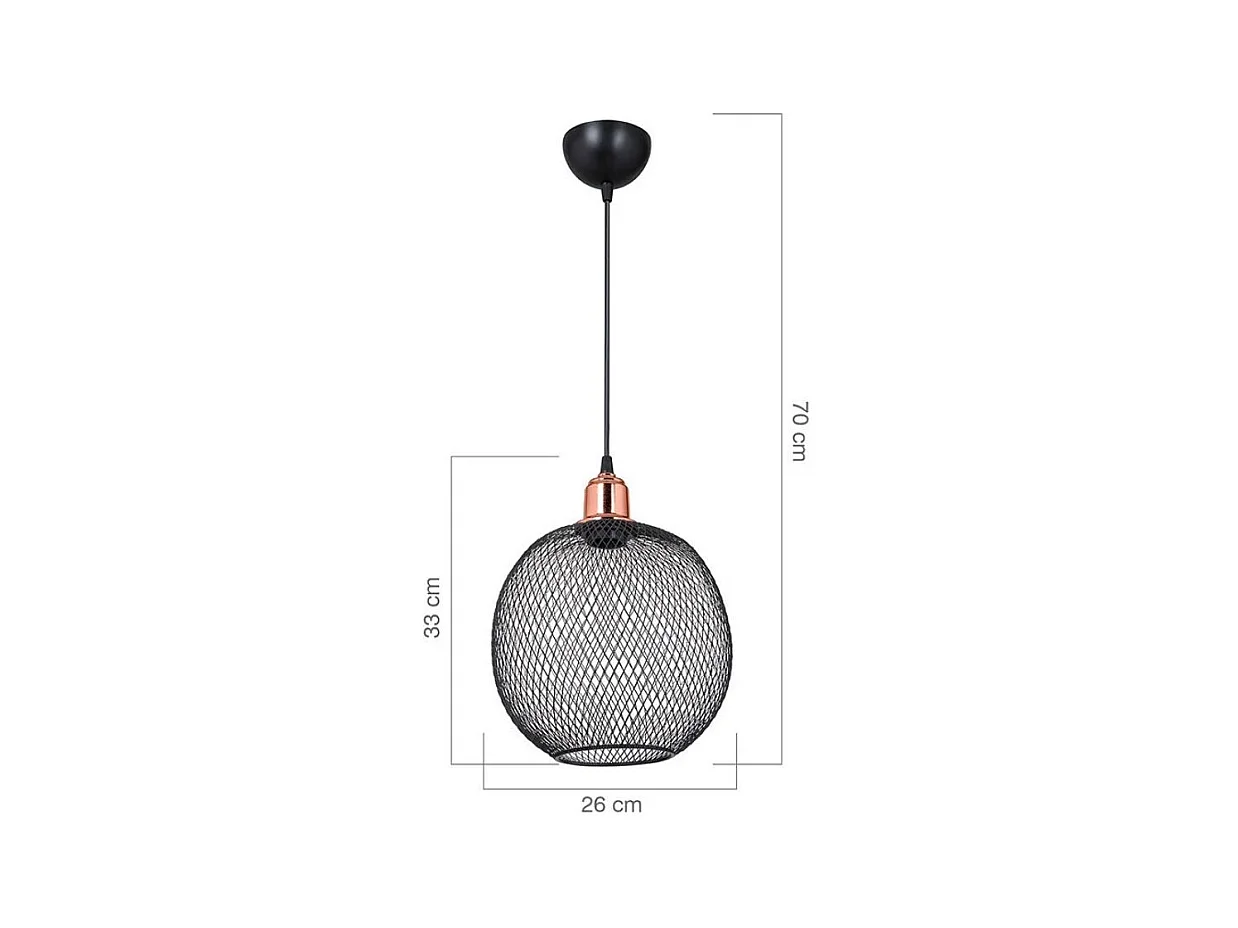 Lampada a sospensione metallo traforato nero Belin MDL4320