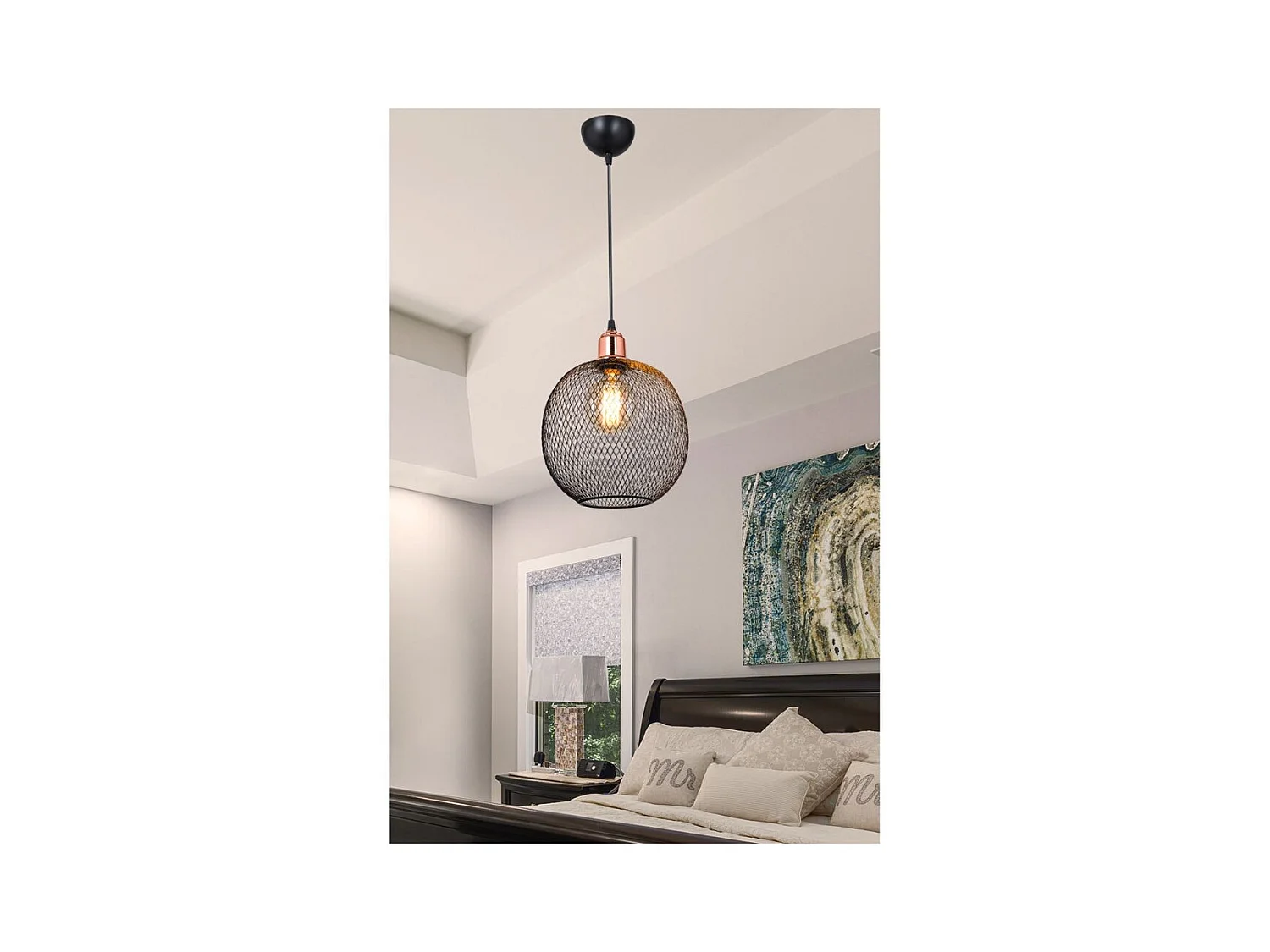 Lampada a sospensione metallo traforato nero Belin MDL4320