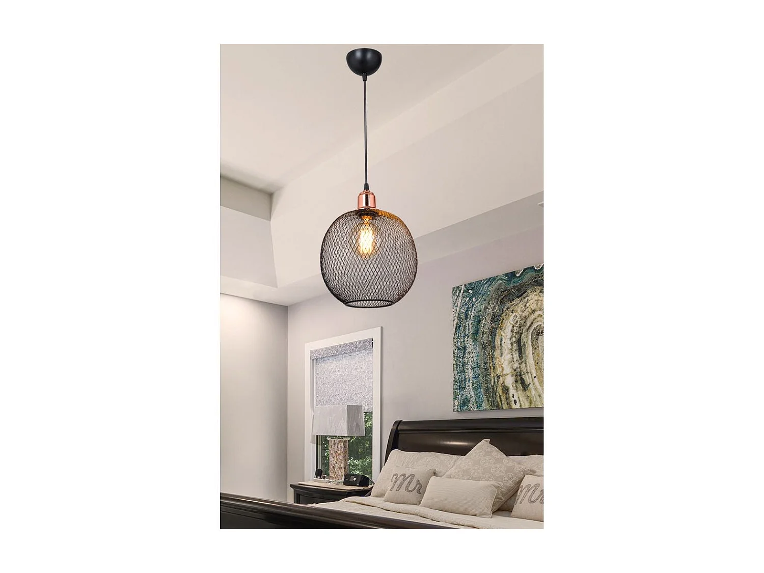 Lampada a sospensione metallo traforato nero Belin MDL4320