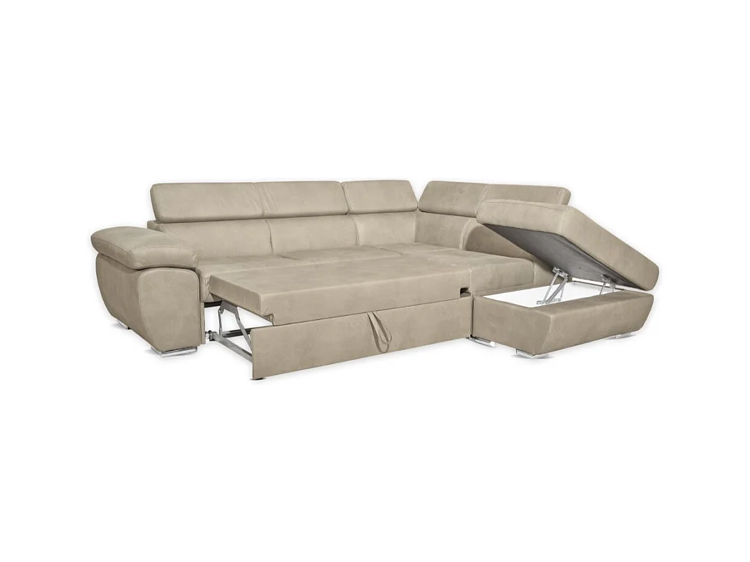 Divano angolare Fiona con penisola destra tessuto cappuccino barrel09