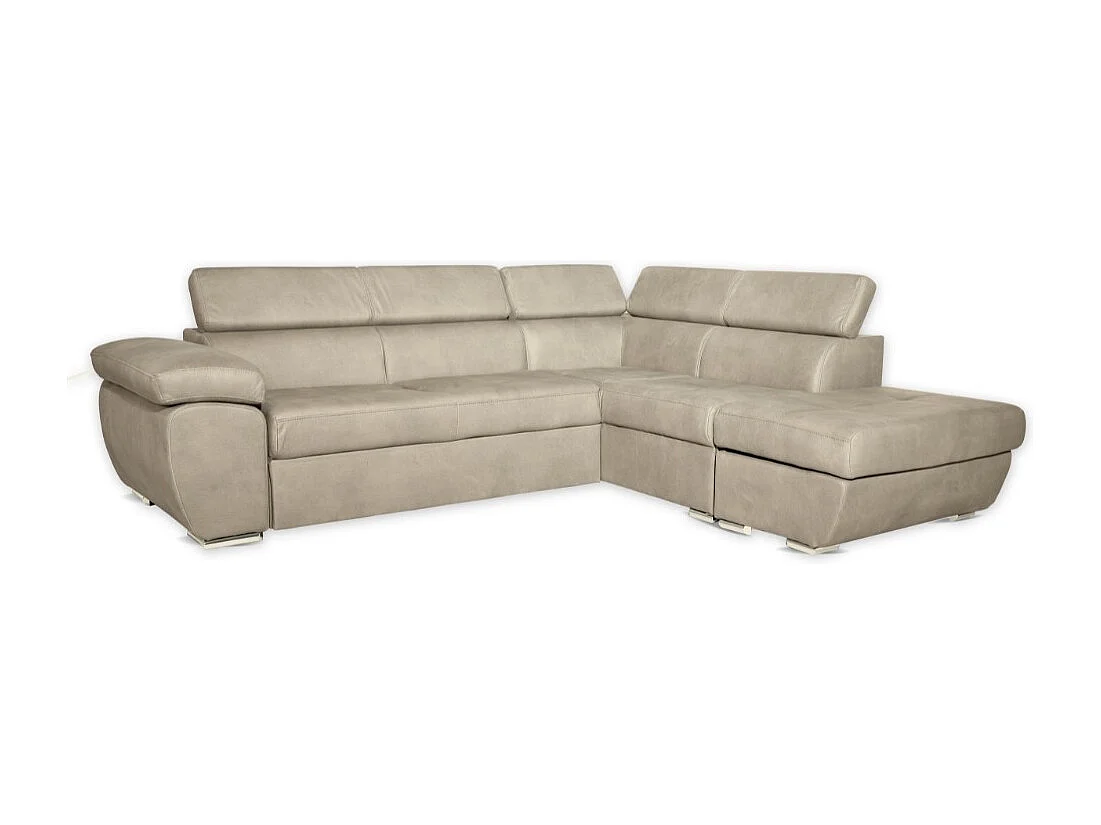 Divano angolare Fiona con penisola destra tessuto cappuccino barrel09