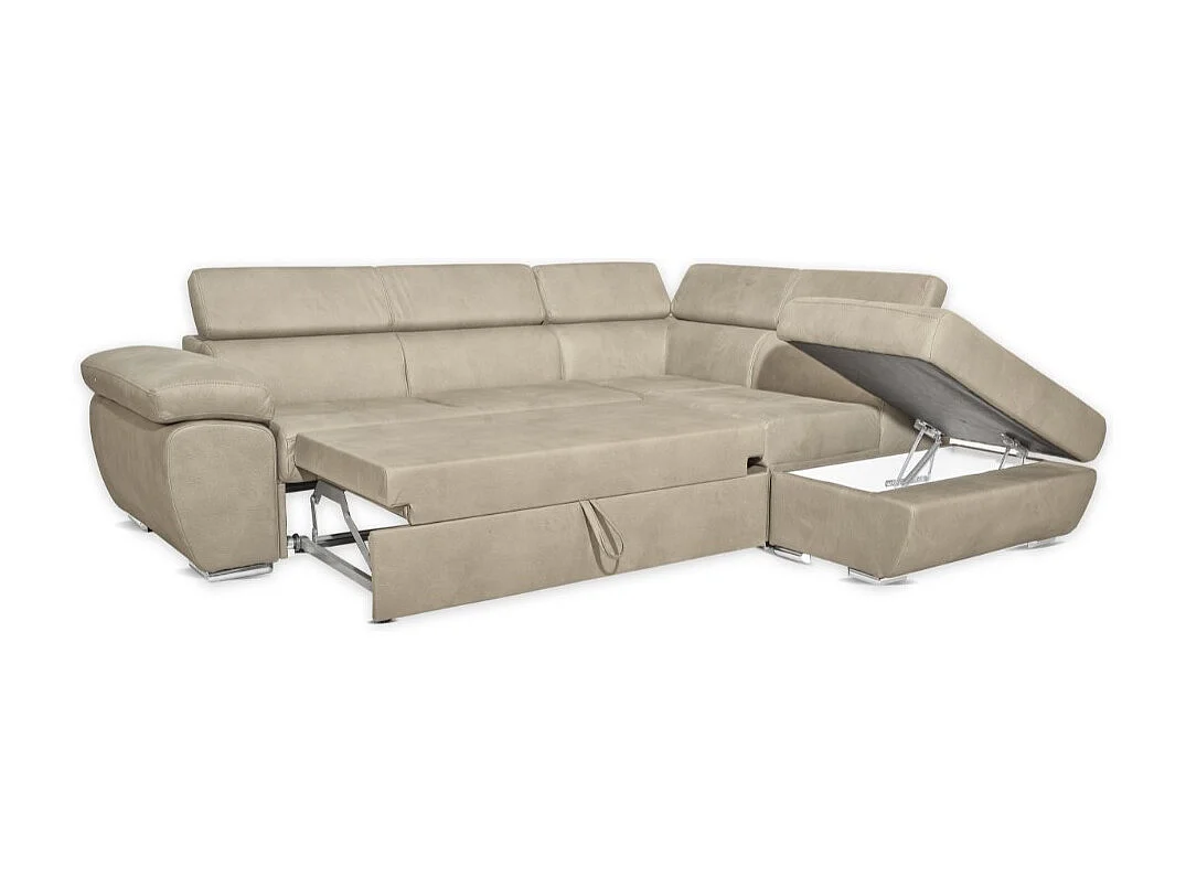 Divano angolare Fiona con penisola destra tessuto cappuccino barrel09