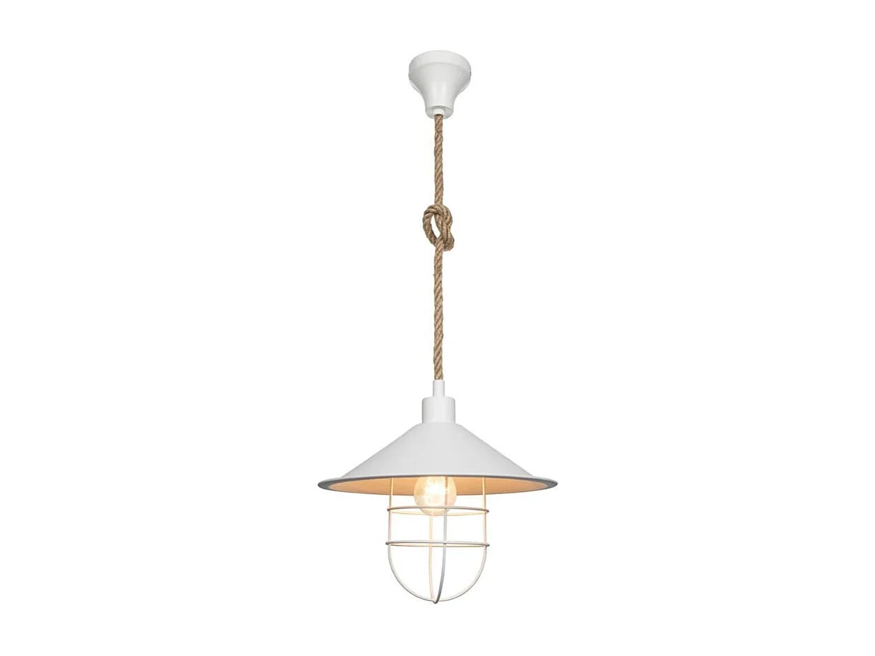 Lampada a sospensione metallo bianco e corda iuta Bulut ASZ0631