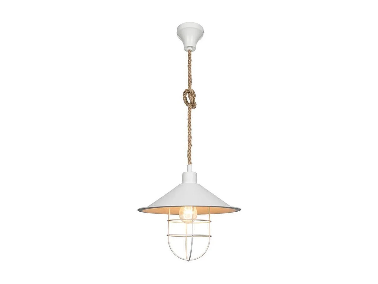 Lampada a sospensione metallo bianco e corda iuta Bulut ASZ0631