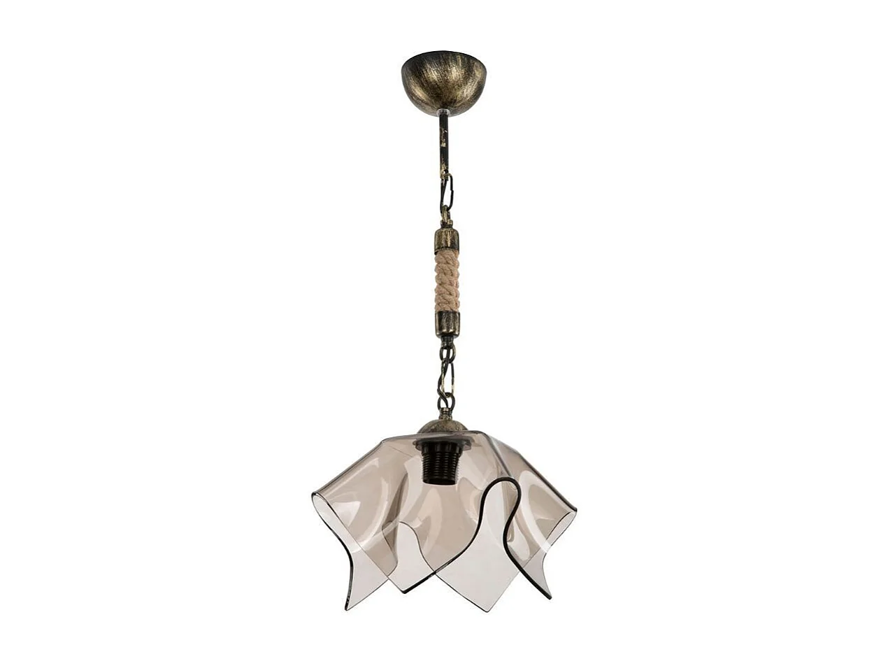 Lampada a sospensione oro antichizzato e vetro fumè Volga MDL3781