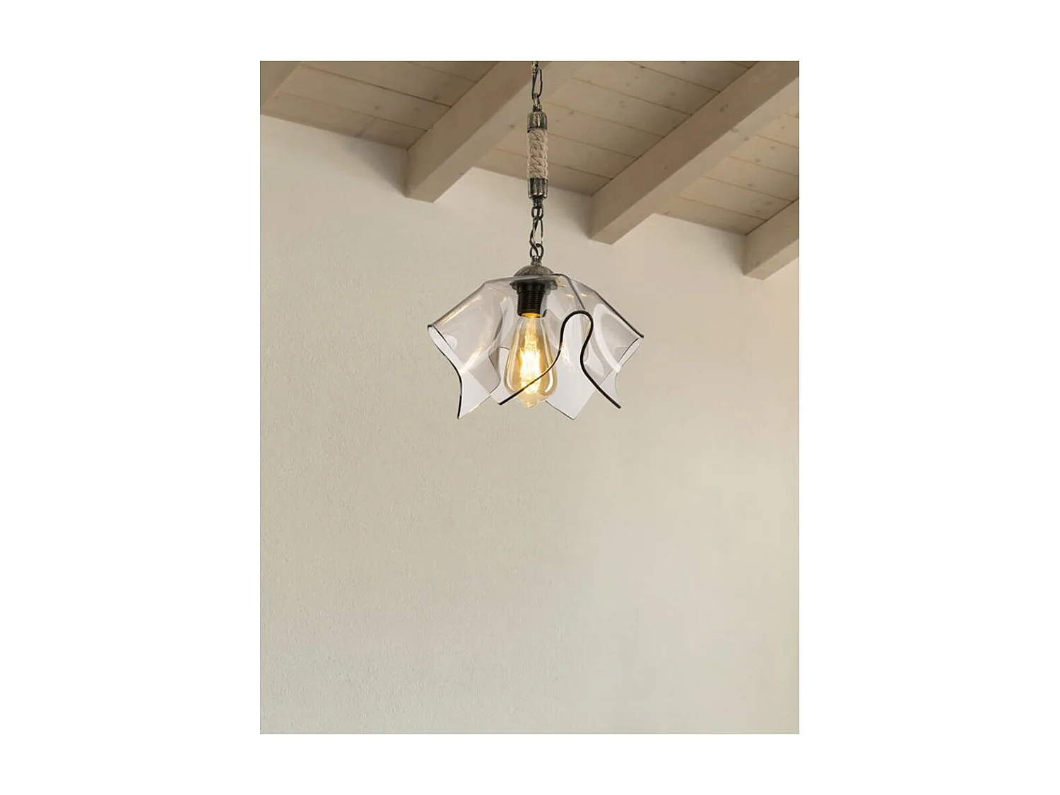 Lampada a sospensione oro antichizzato e vetro fumè Volga MDL3781