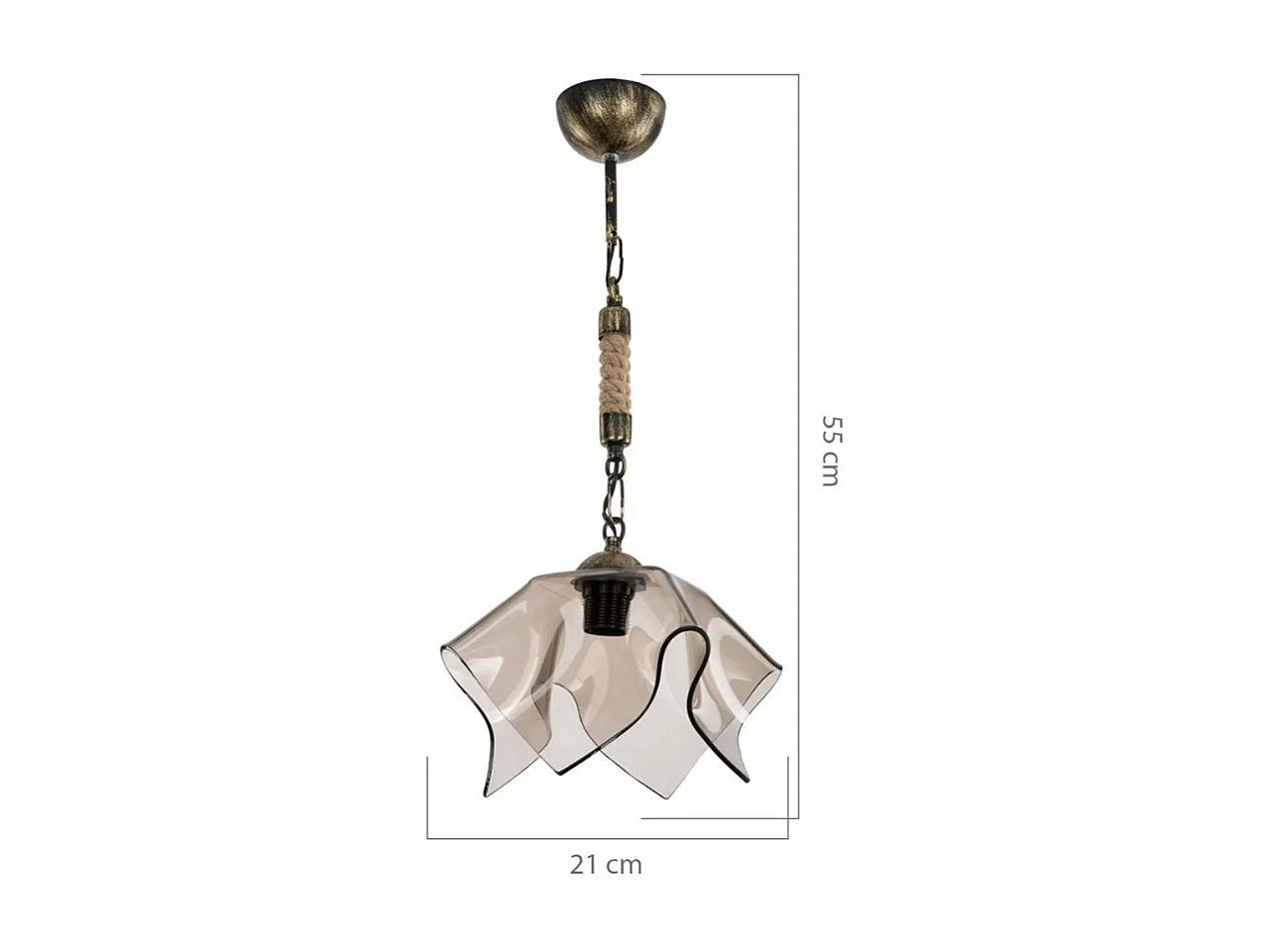 Lampada a sospensione oro antichizzato e vetro fumè Volga MDL3781