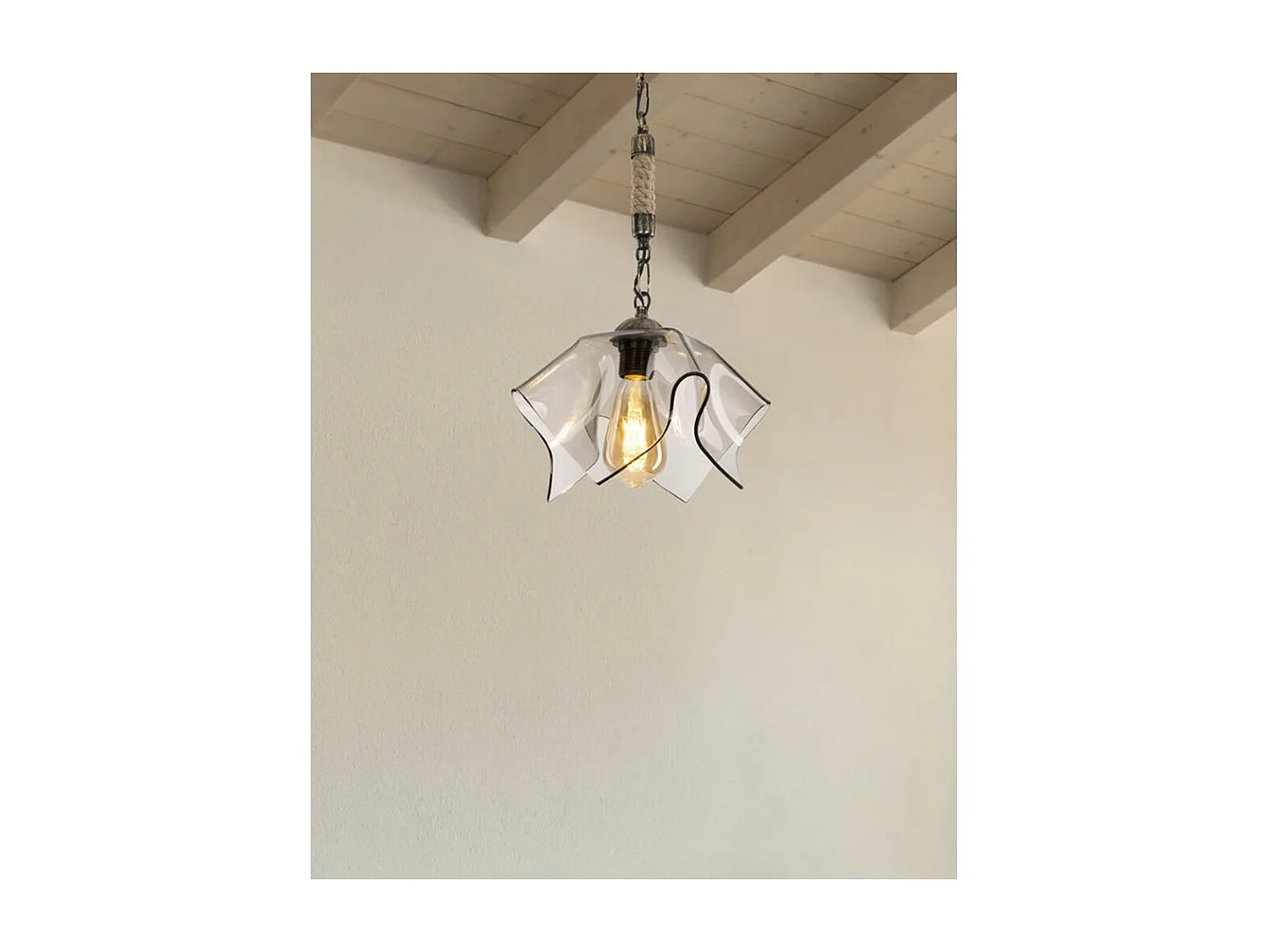 Lampada a sospensione oro antichizzato e vetro fumè Volga MDL3781