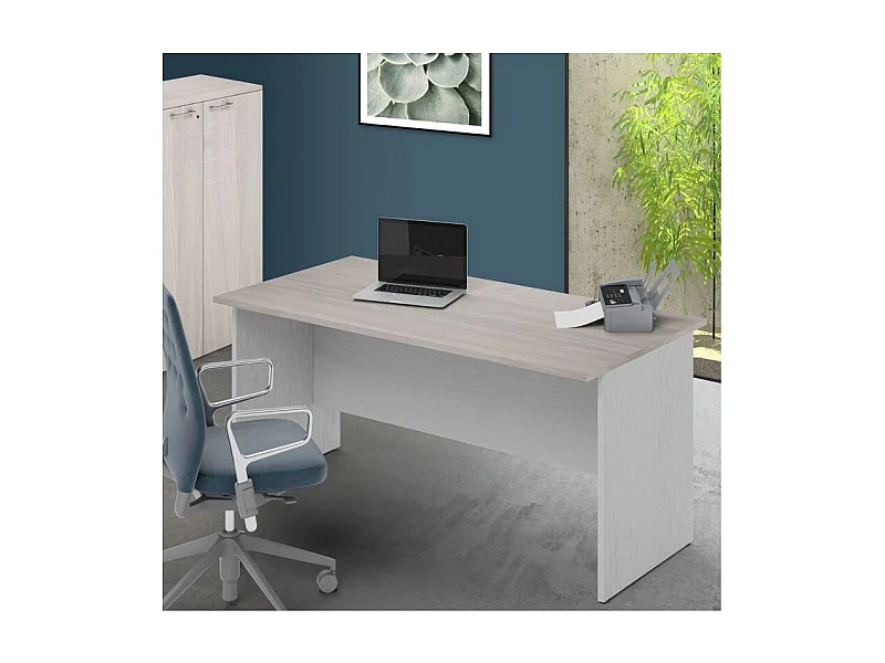 Scrivania per ufficio 180x80x74H olmo e bianco frassinato Ibisco – Made in Italy