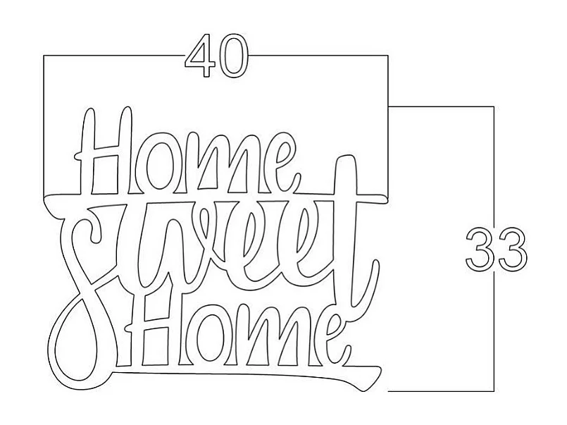 Scritta decorativa home sweet home 40x33 cm MT192410 colore nero